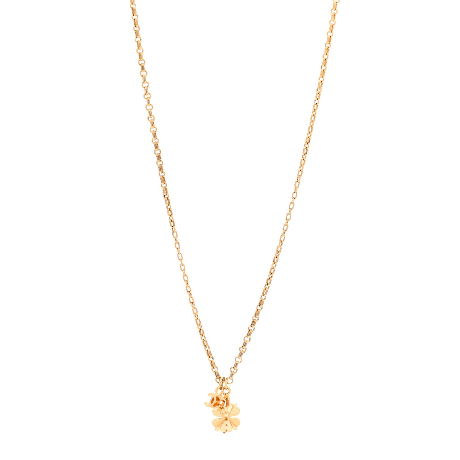 Chanel Metal CC Clover Necklace Gold 1 of 6