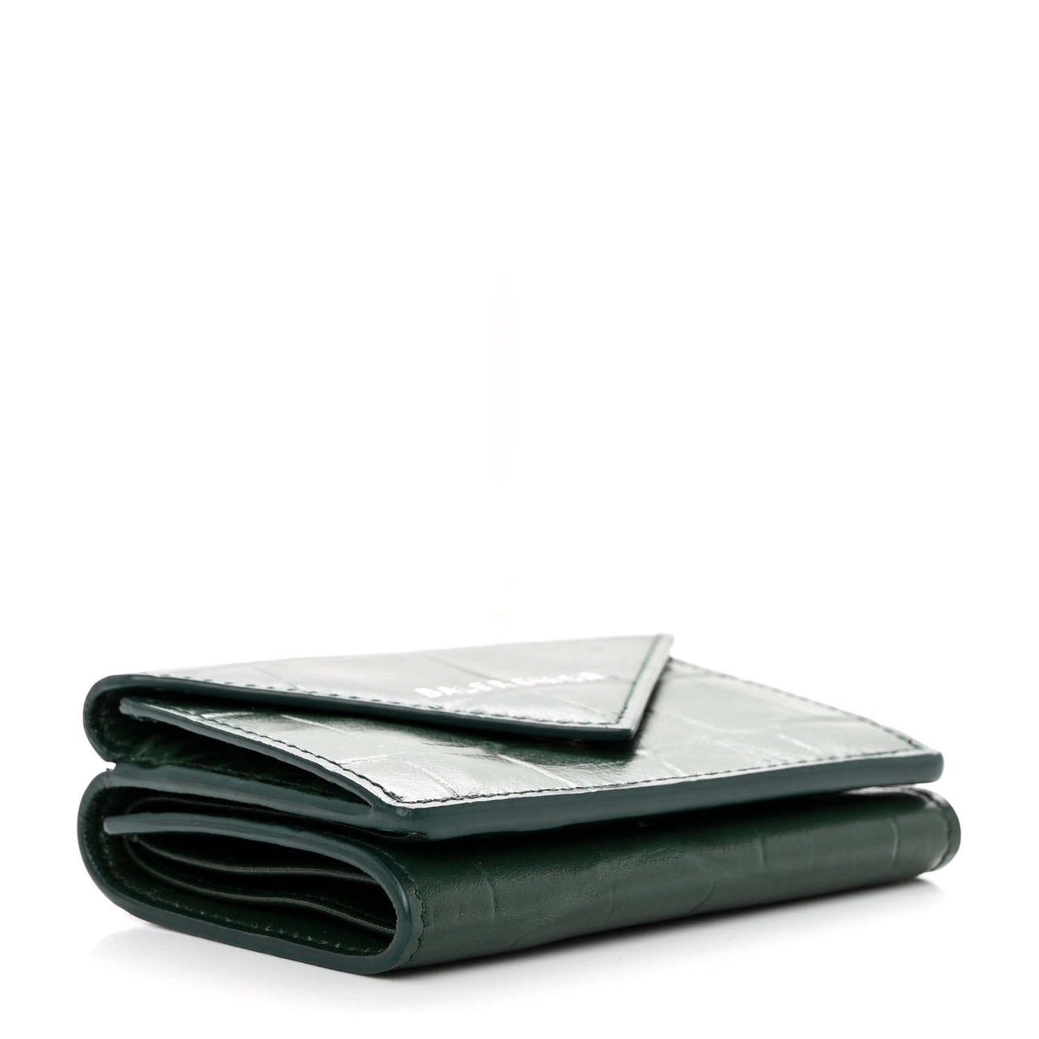 Balenciaga Calfskin Crocodile Embossed Mini Papier Wallet Dark Green 4 of 11