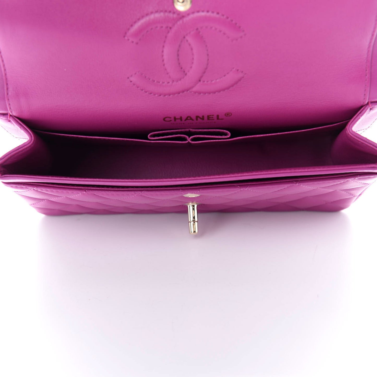 Lambskin Quilted Small Double Flap Purple