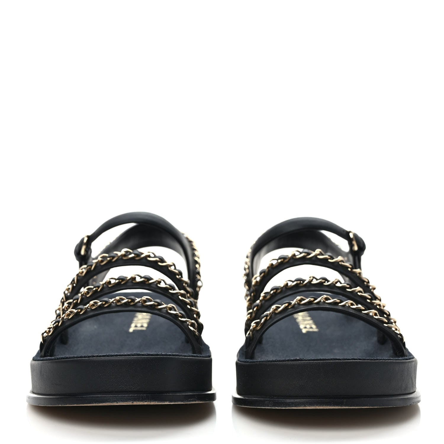 Chanel Calfskin Chain Platform Sandals 37 Black 2 of 8