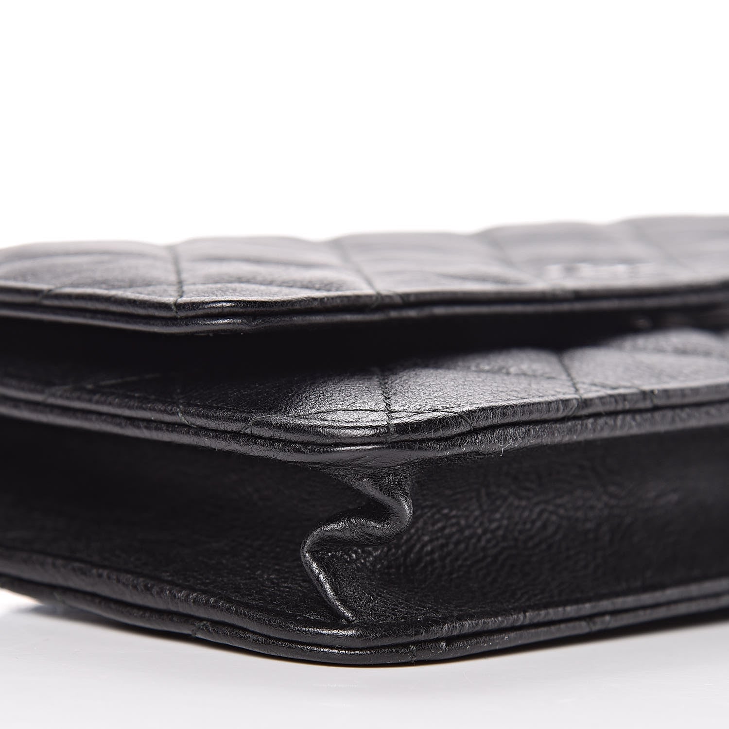 Chanel Crumpled Calfskin Quilted Wallet On Chain WOC So Black 6 of 14
