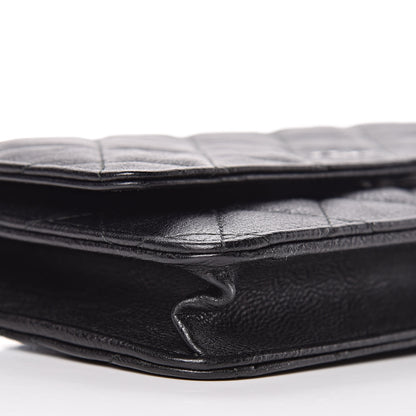 Chanel Crumpled Calfskin Quilted Wallet On Chain WOC So Black 6 of 14