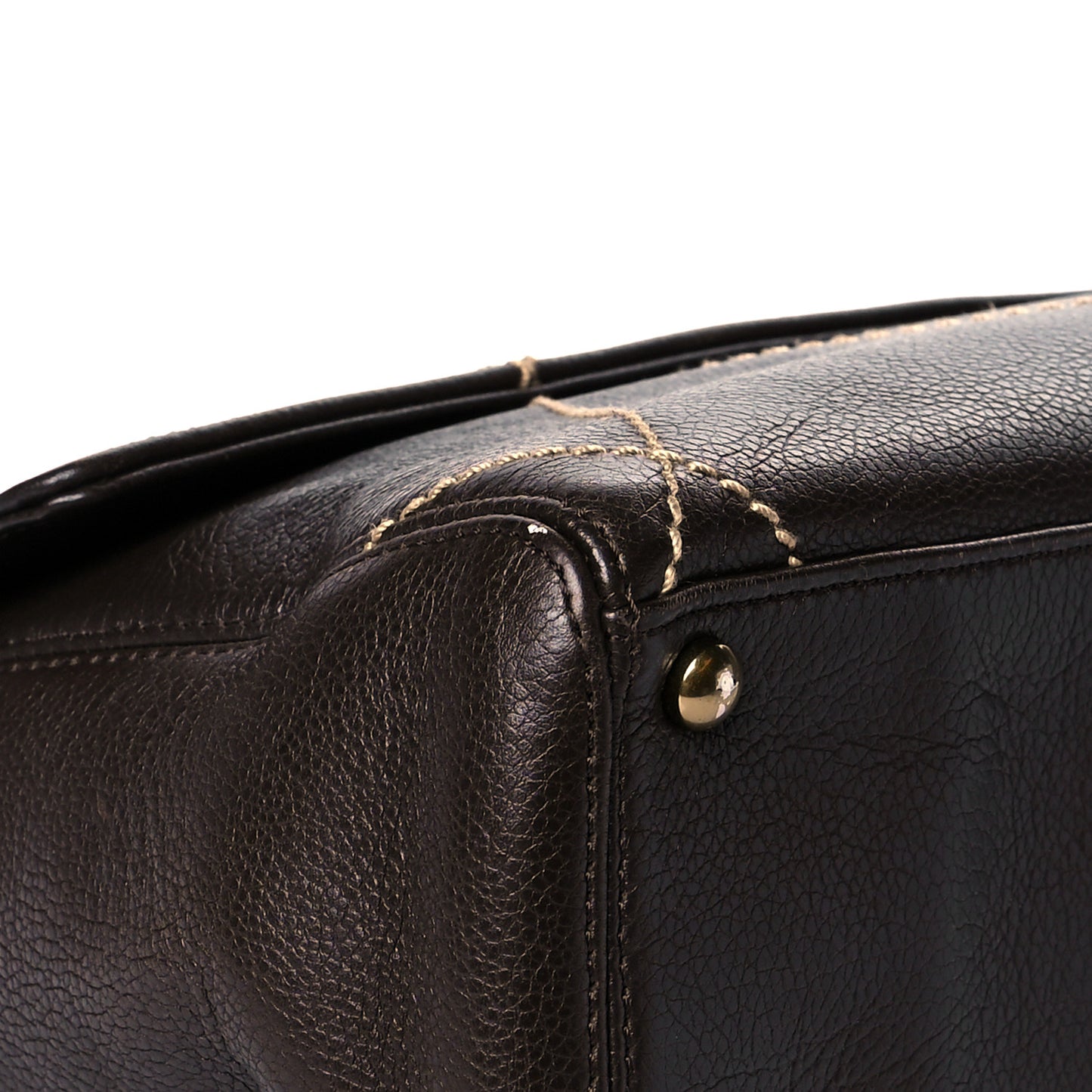 Calfskin Diamond Stitch Surpique Flap Bag Dark Brown