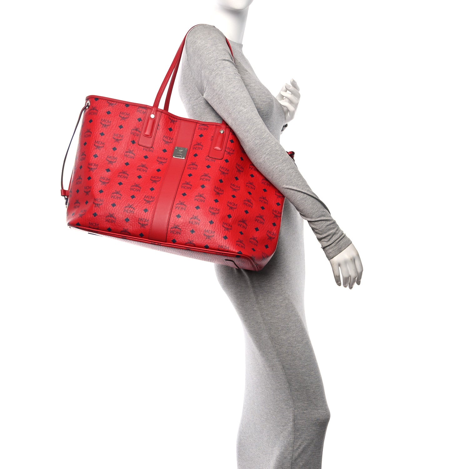 MCM Visetos Large Liz Reversible Shopper Tote Ruby Red 2 of 15
