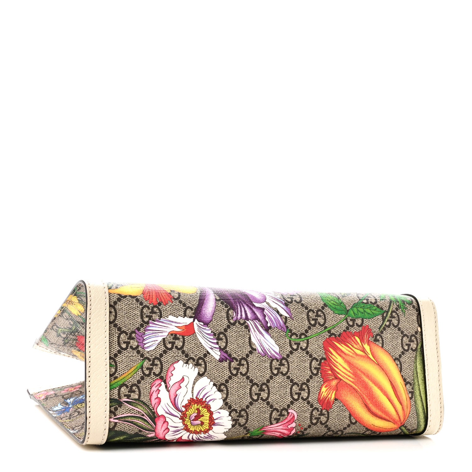 Gucci GG Supreme Monogram Flora Textured Calfskin Small Padlock Tote Beige Ebony Multicolor Mystic White 4 of 10
