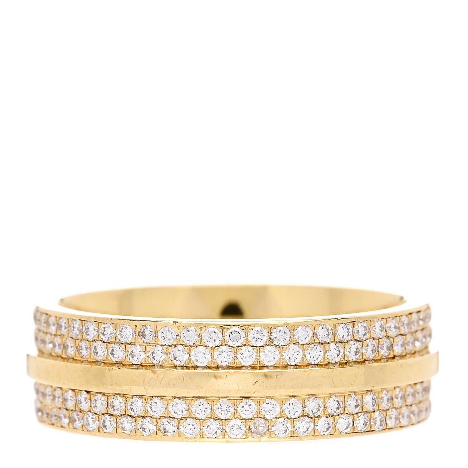 Tiffany 18K Yellow Gold Diamond Wide T Two Pave Ring 52 6 3 of 4