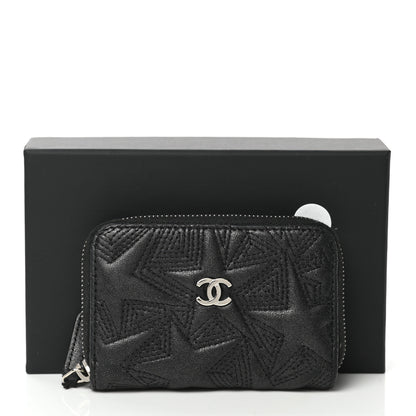 Chanel Metallic Lambskin Star Embossed Coin Purse Case Black 11 of 11