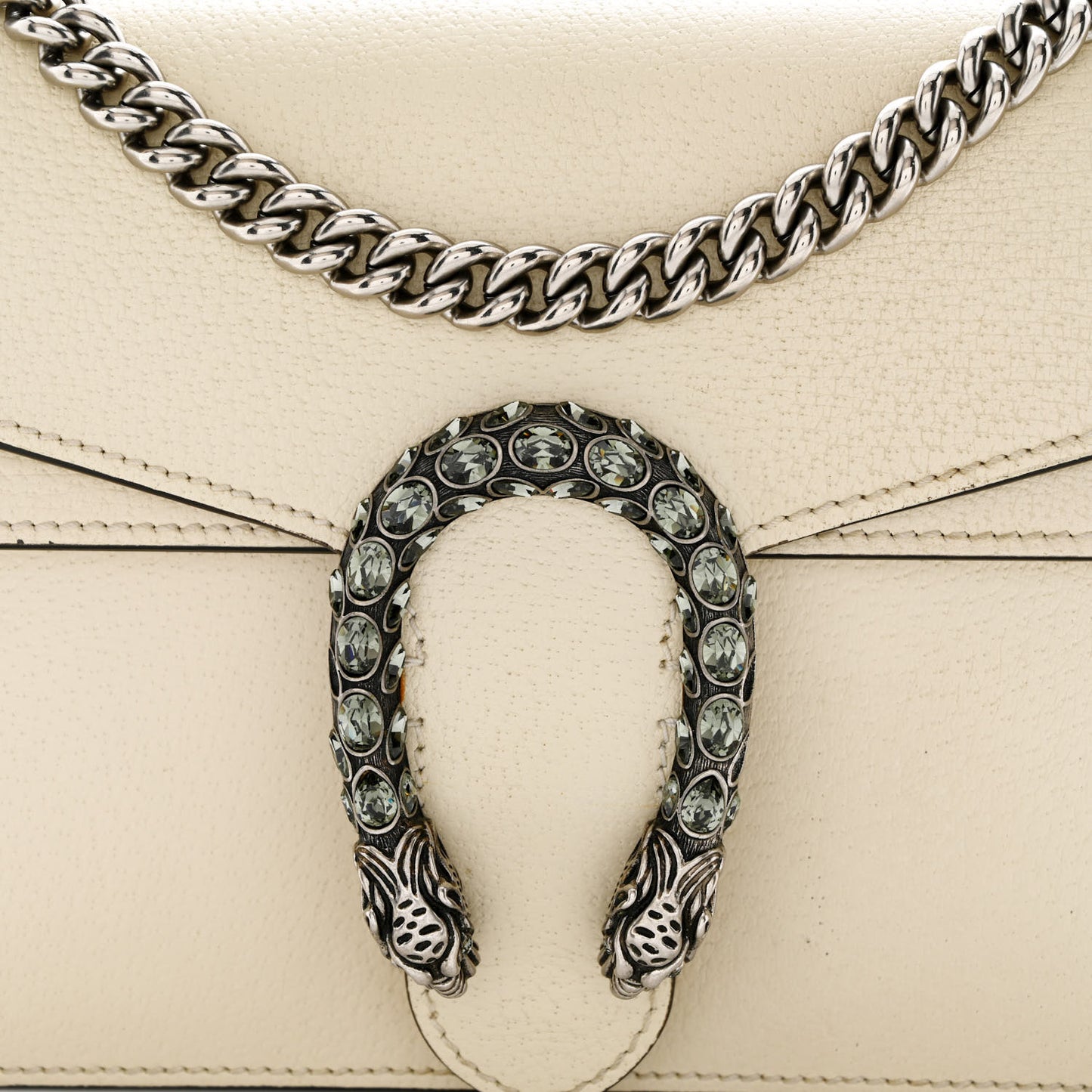 Textured Calfskin Crystal Small Dionysus Shoulder Bag Mystic White