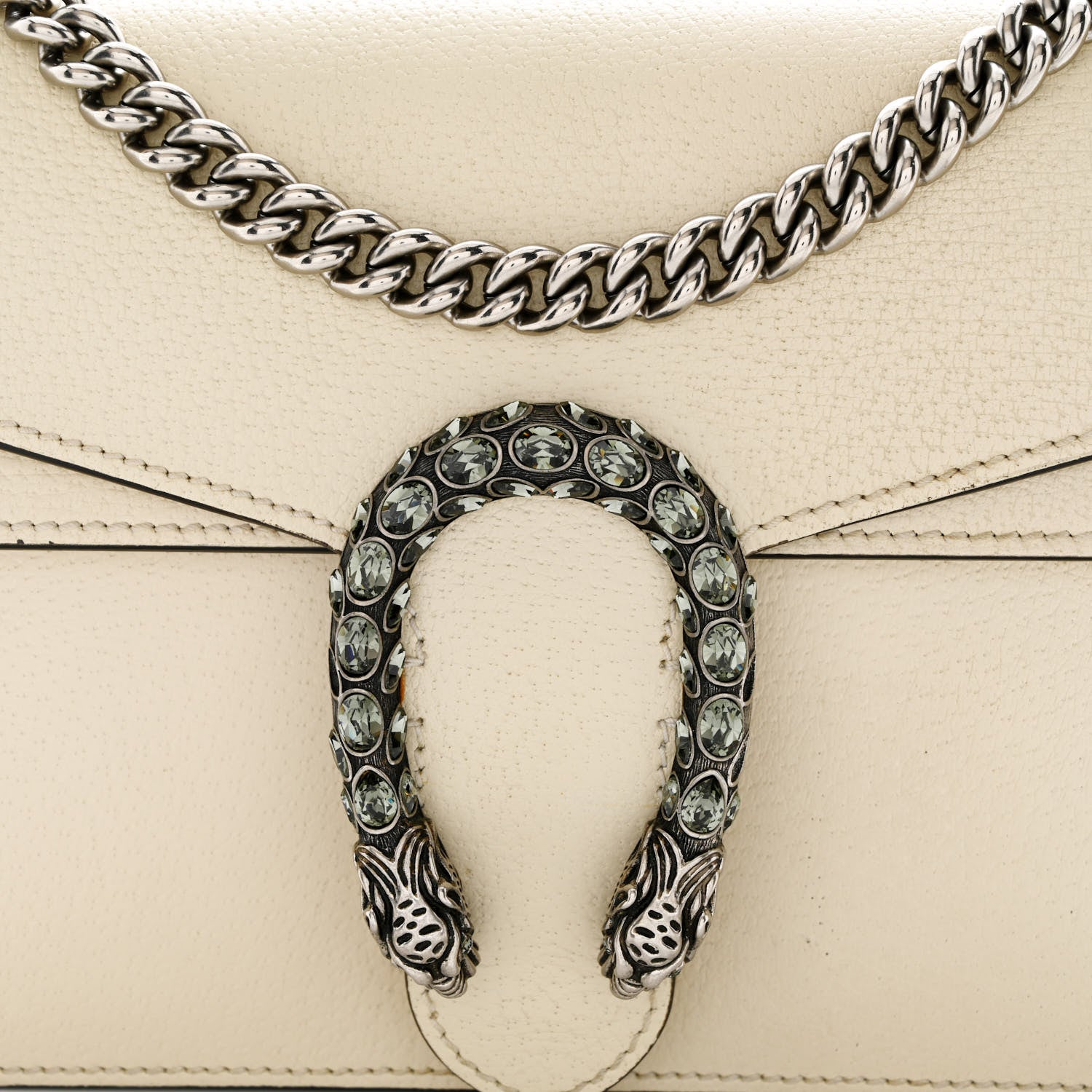 Gucci Textured Calfskin Crystal Small Dionysus Shoulder Bag Mystic White 8 of 16