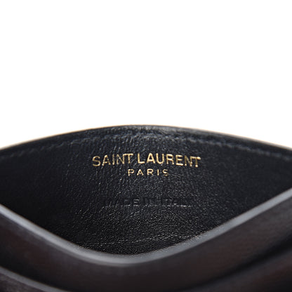Saint Laurent Grain De Poudre Matelasse Chevron Monogram Credit Card Case Black 5 of 8