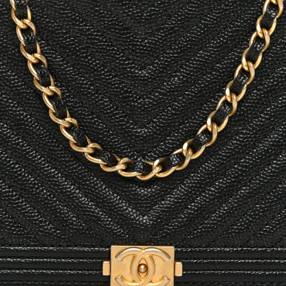 Chanel Caviar Chevron Quilted Boy Wallet On Chain WOC Black 8 of 10