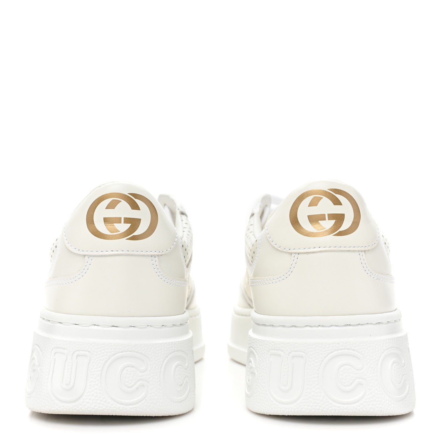 Gucci Calfskin GG Tennis Embossed Perforated Womens Platform 55mm Sneakers 38 Great White 4 of 10
