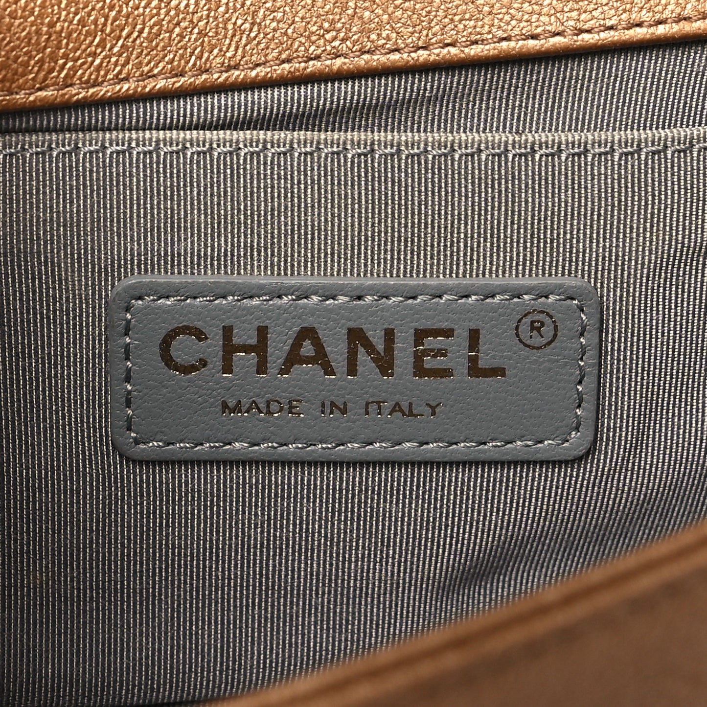 Metallic Lambskin Small Golden CC Boy Flap Dark Gold