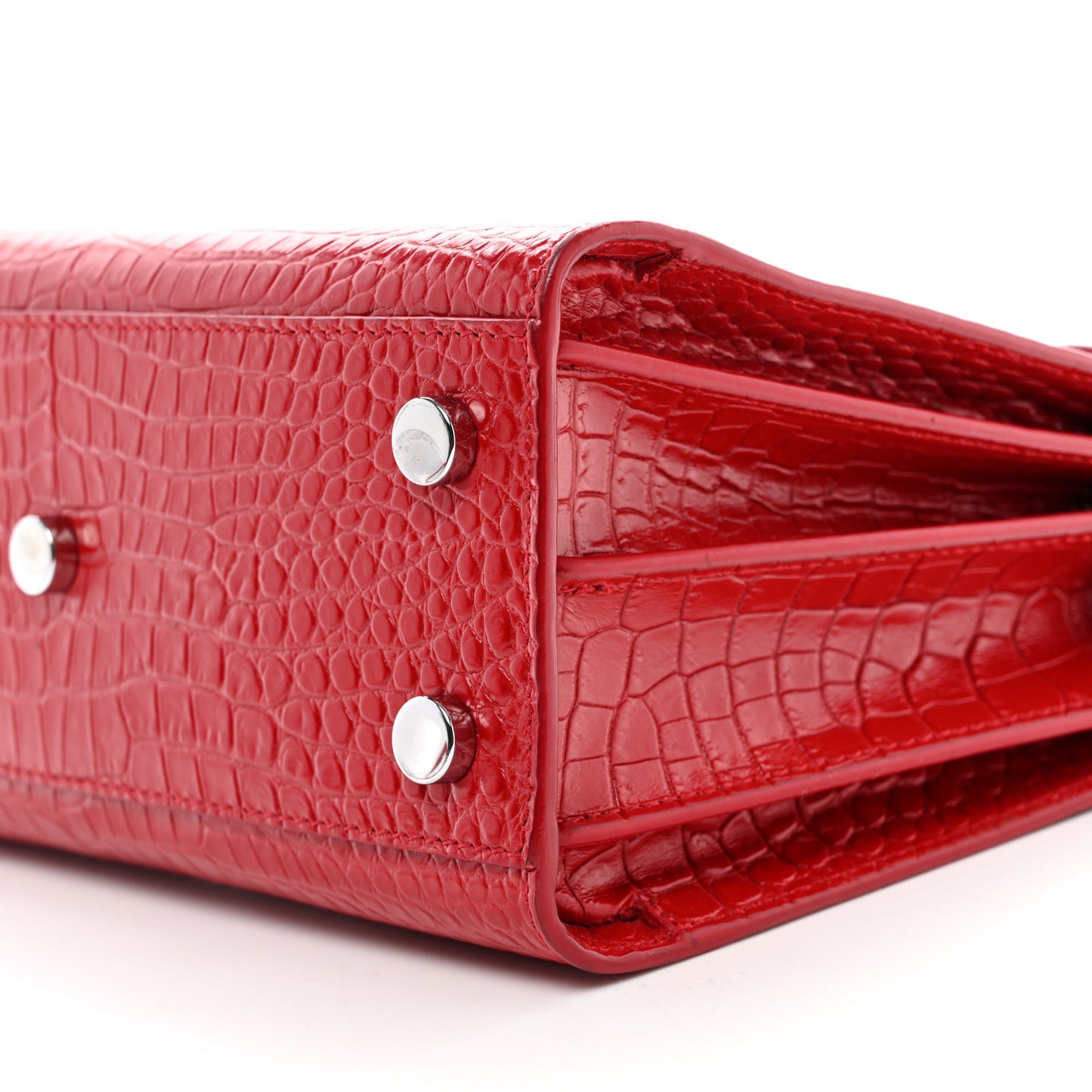 Calfskin Crocodile Embossed Nano Sac De Jour Red