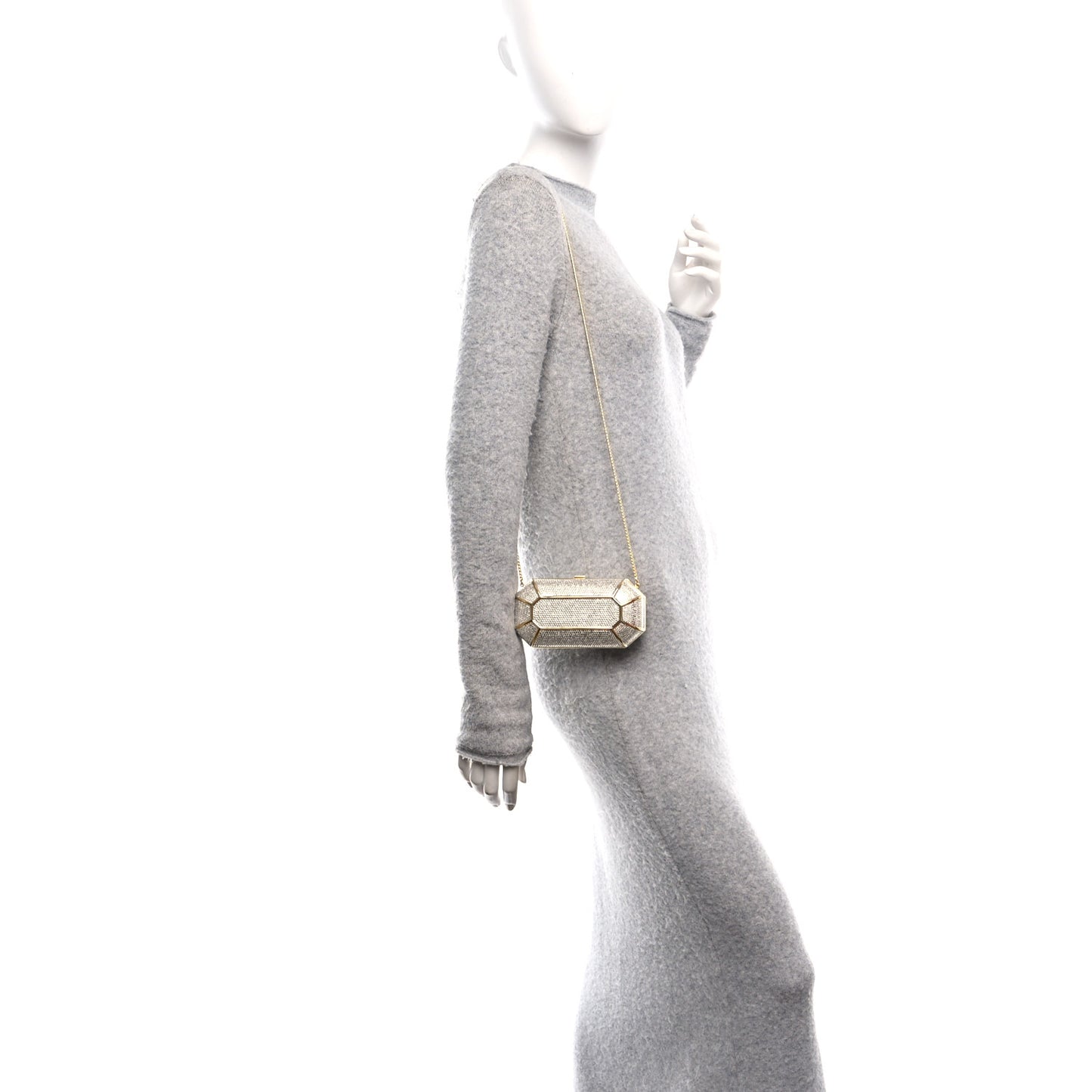 Swarovski Crystal Minaudiere Clutch Gold Silver