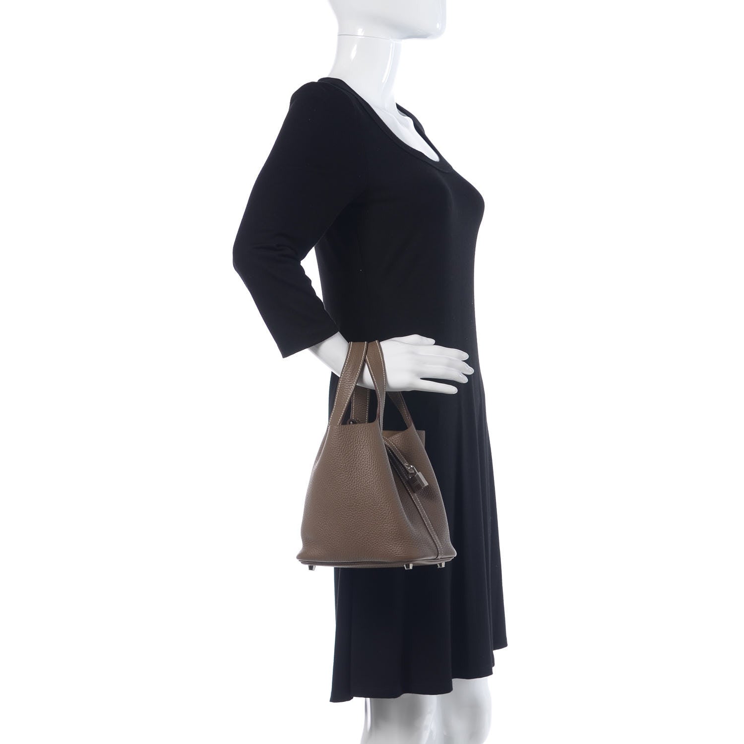 Hermes Taurillon Clemence Picotin Lock 18 PM Etoupe 2 of 9