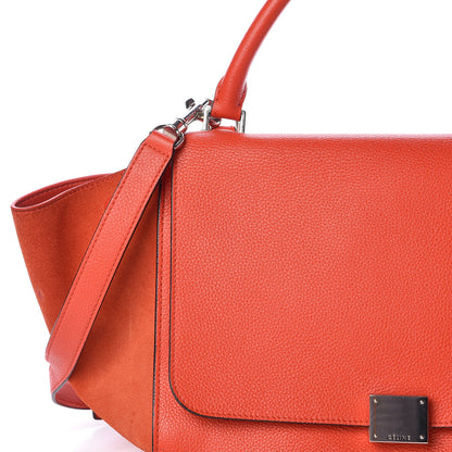 Celine Drummed Calfskin Suede Medium Trapeze Vermillion 8 of 12