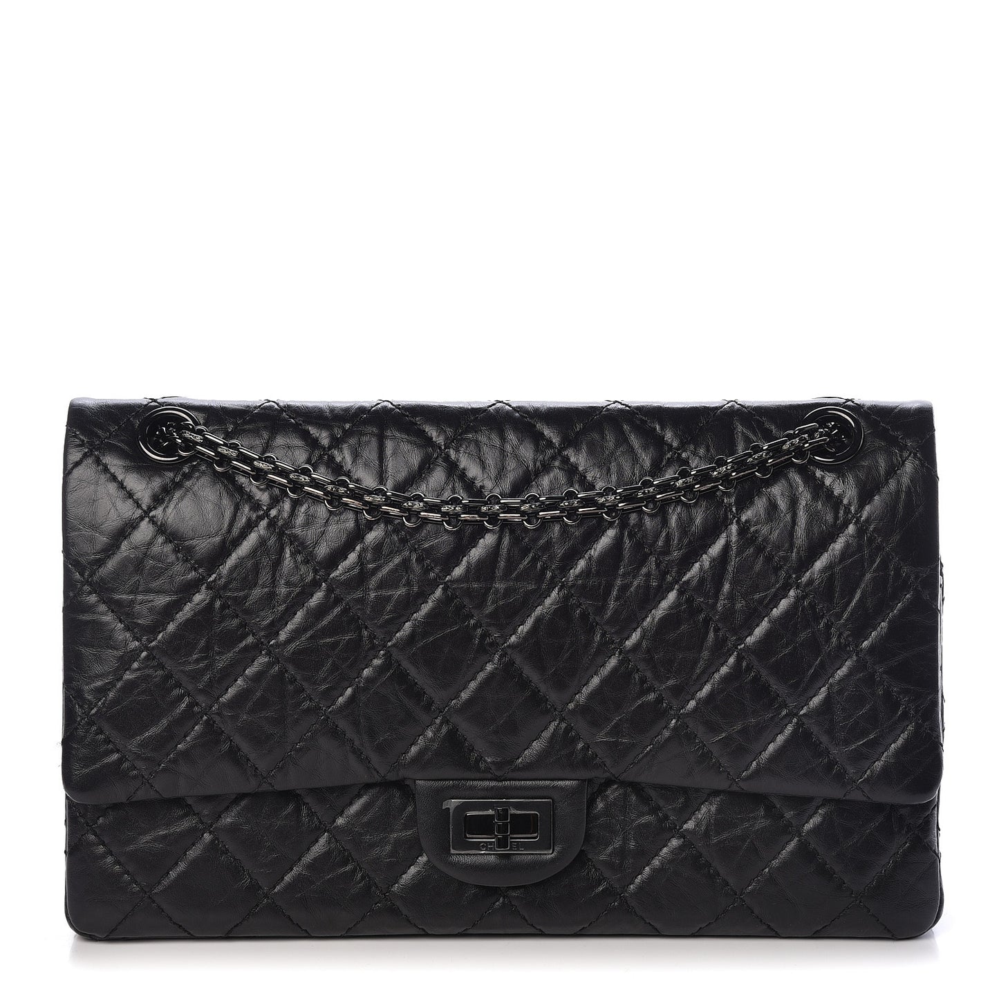 Aged Calfskin Quilted 2.55 Reissue 226 Flap So Black