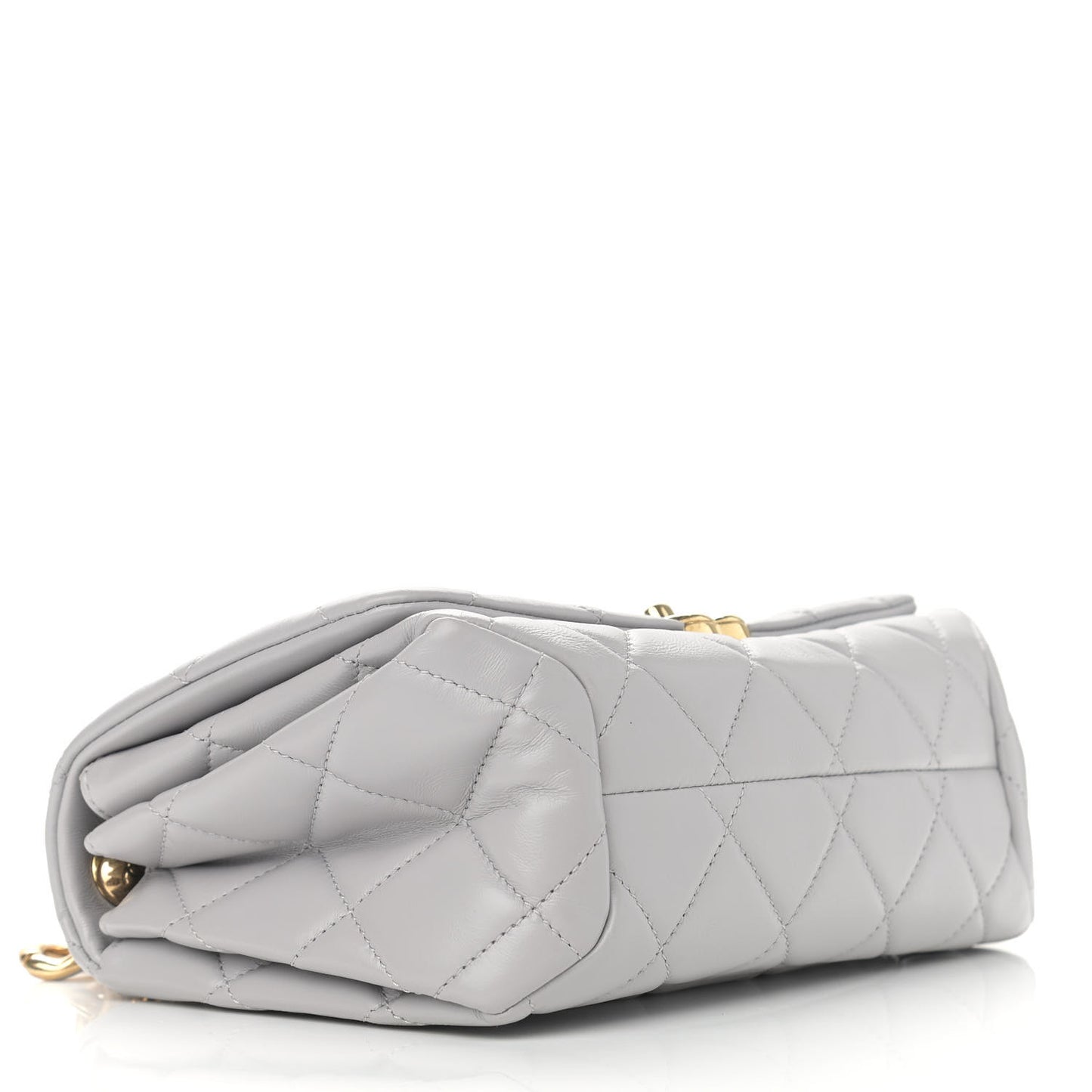 Lambskin Quilted Medium Color Match Flap Grey