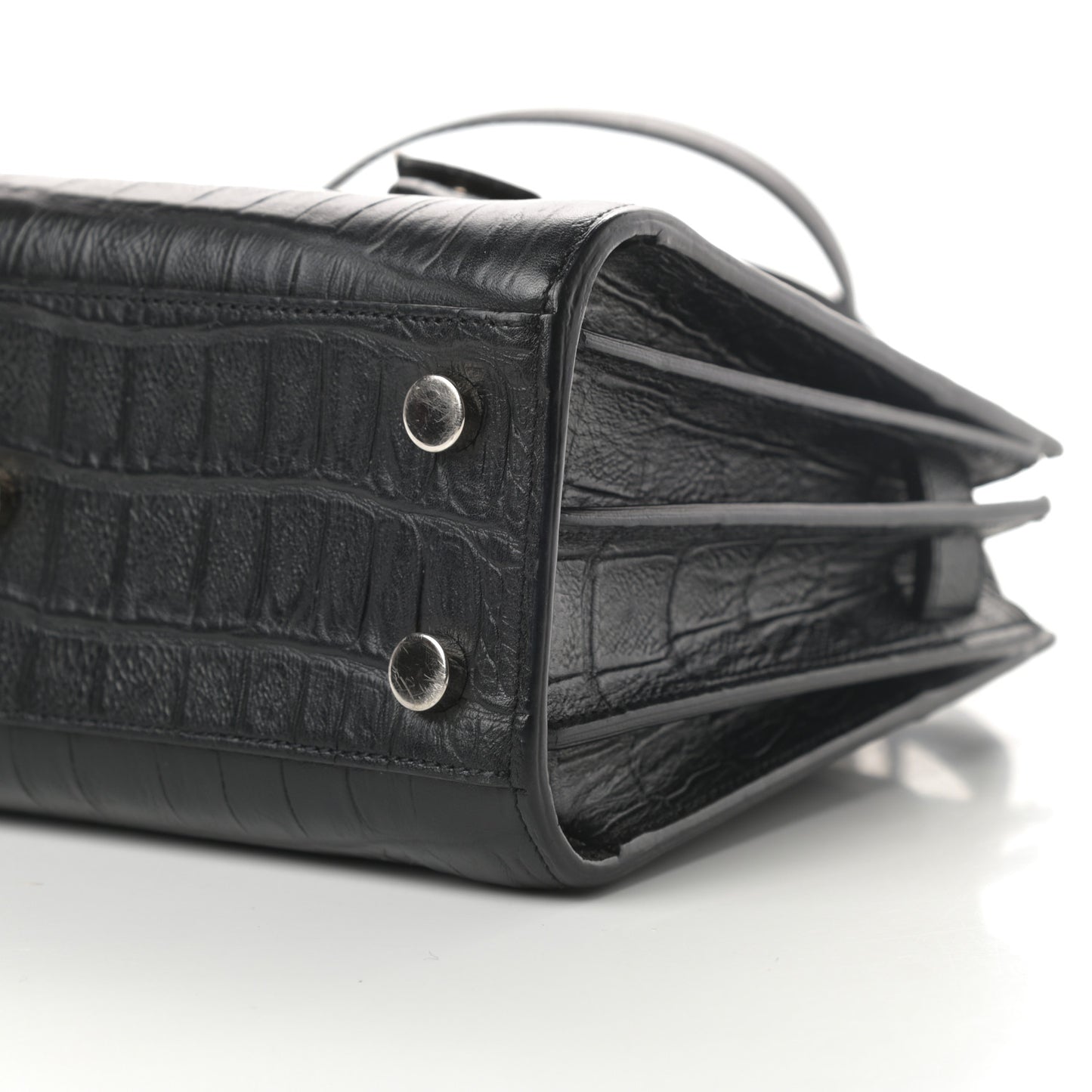Calfskin Crocodile Embossed Nano Sac De Jour Black