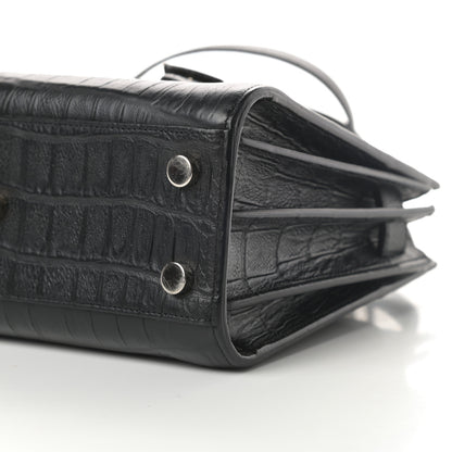 Saint Laurent Calfskin Crocodile Embossed Nano Sac De Jour Black 9 of 15