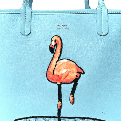 Goyard Goyardine Embroidered Flamingo Reversible Anjou PM Sky Blue 17 of 23
