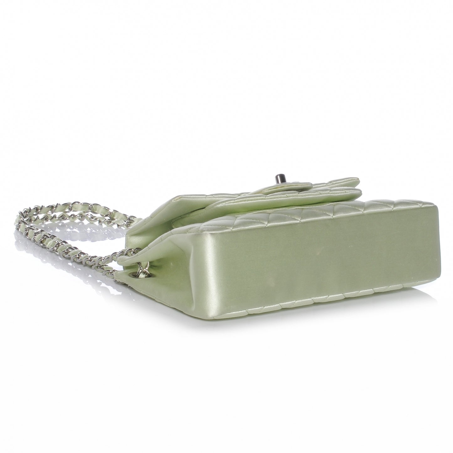 Satin Quilted Medium Flap Mint Green