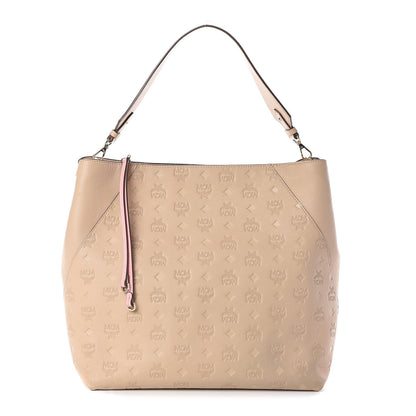 MCM Calfskin Ottomar Monogram Large Klara Hobo New Beige 1 of 9