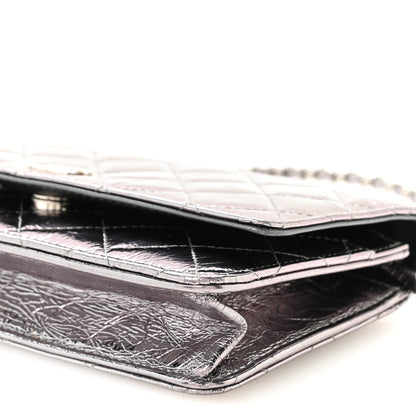 Chanel Crumpled Metallic Calfskin Quilted Ring Handle Wallet on Chain Silver 11 of 11