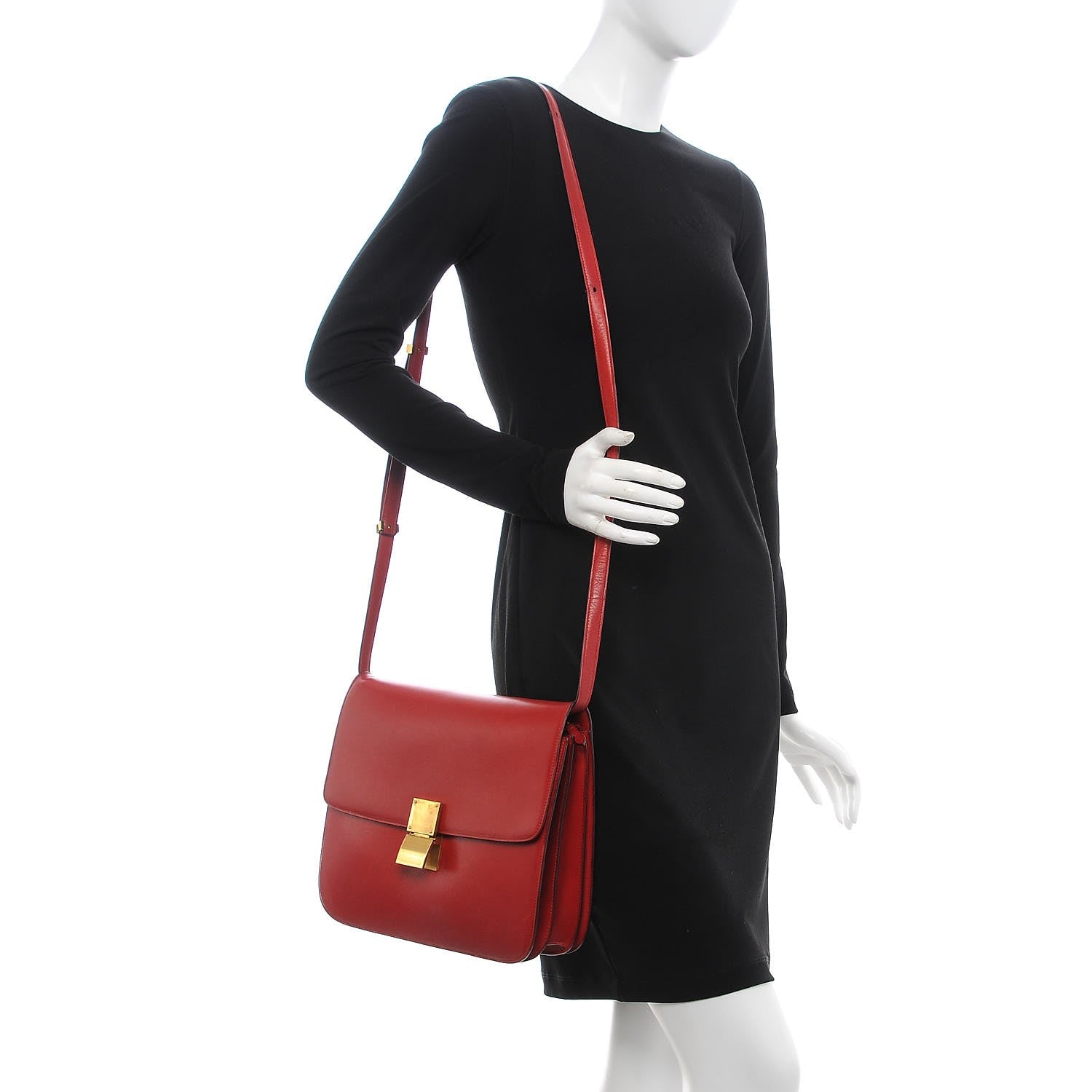 Celine Smooth Calfskin Large Classic Box Flap Bag Red 2 of 16