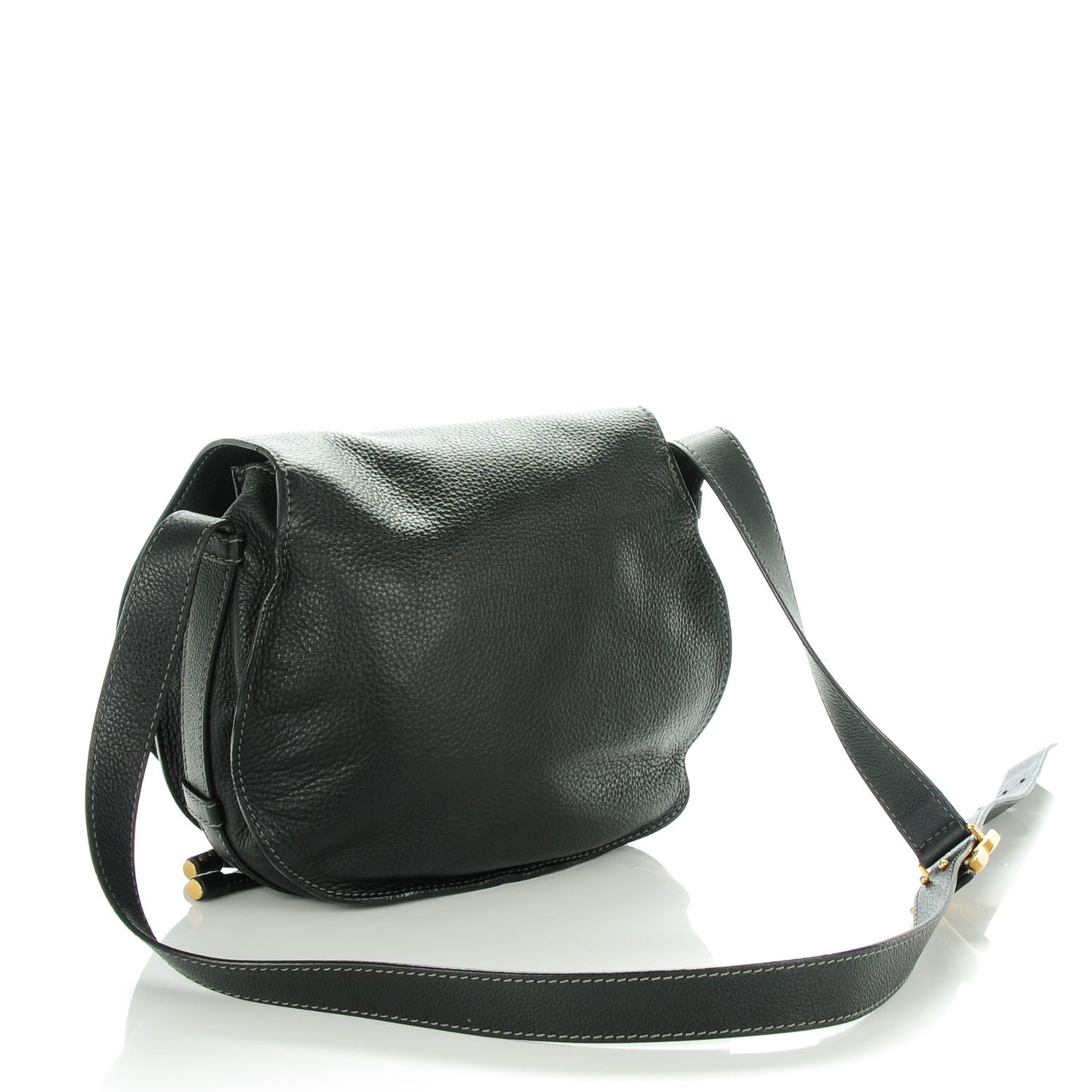 Calfskin Medium Marcie Round Crossbody Bag Black