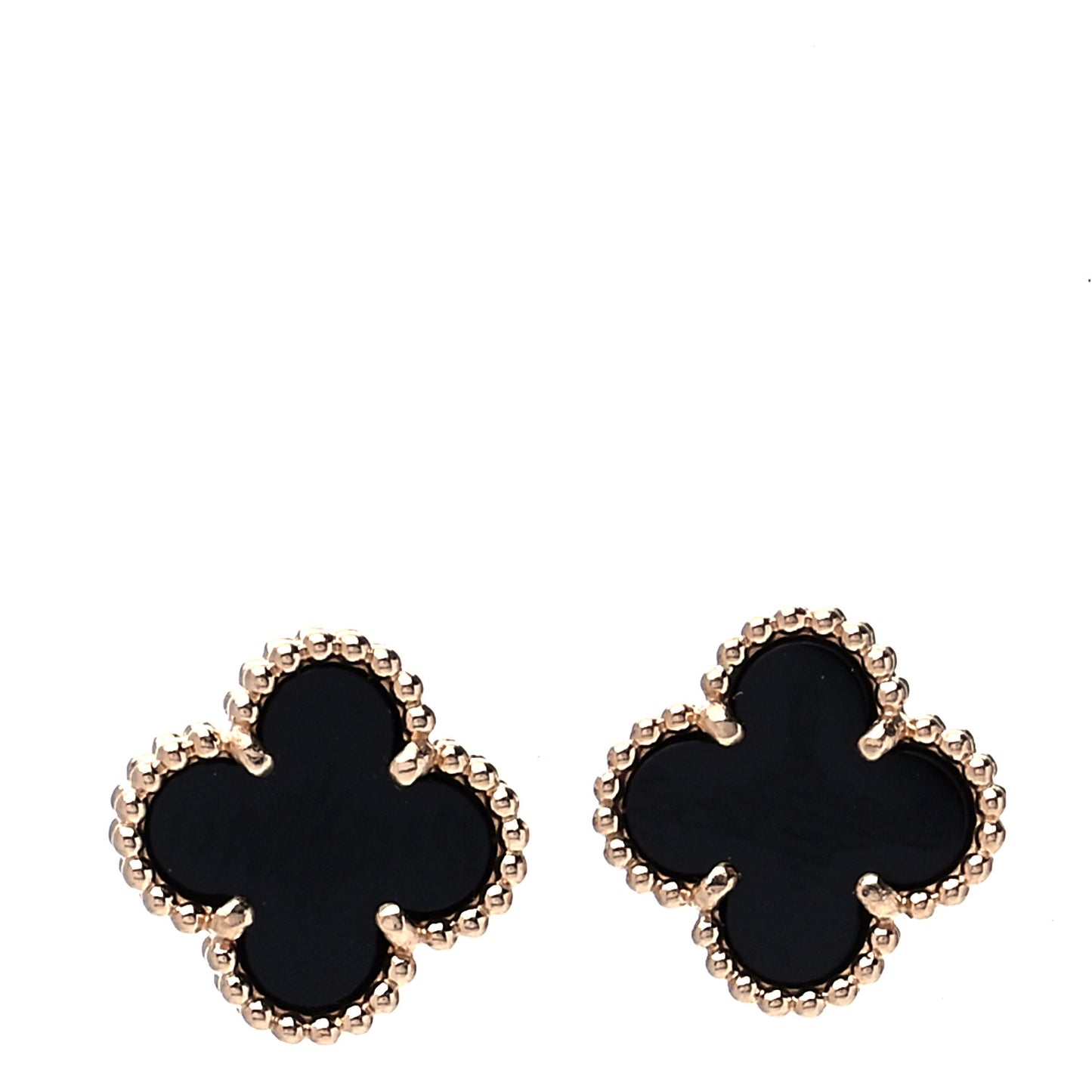 18K Yellow Gold Black Onyx Sweet Alhambra Earrings