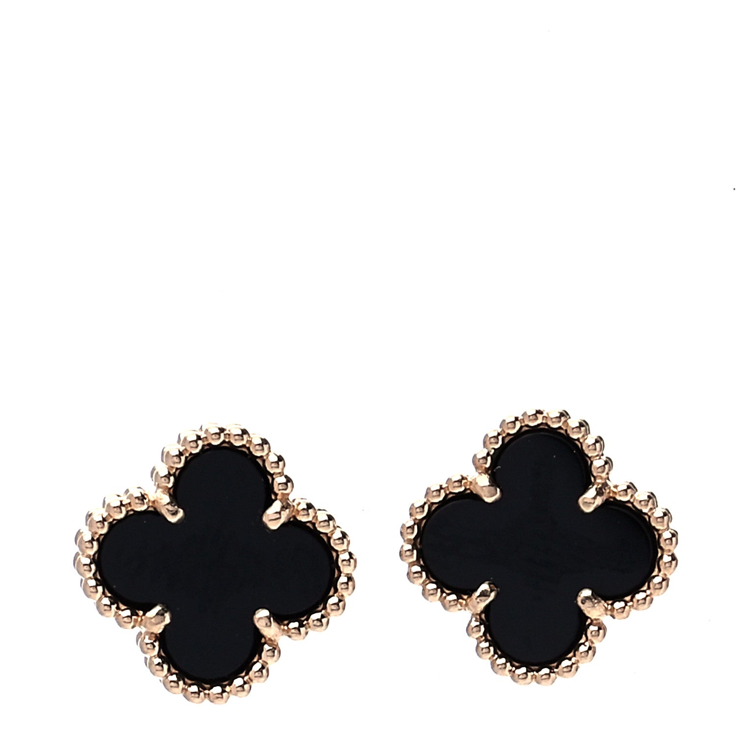 Van Cleef & Arpels 18K Yellow Gold Black Onyx Sweet Alhambra Earrings 1 of 7
