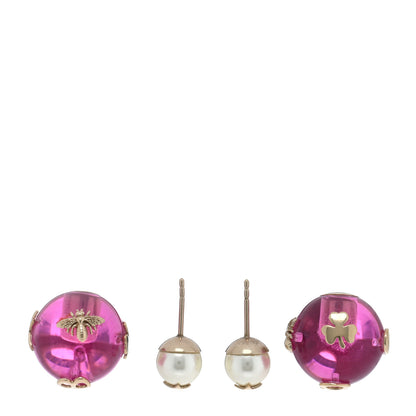 Christian Dior Resin Pearl Dior Tribales Earrings Gold White Transparent Rani Pink 3 of 5