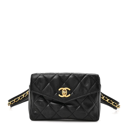 Chanel Lambskin Quilted Flap Waist Belt Bag 75 30 Black 1 of 14