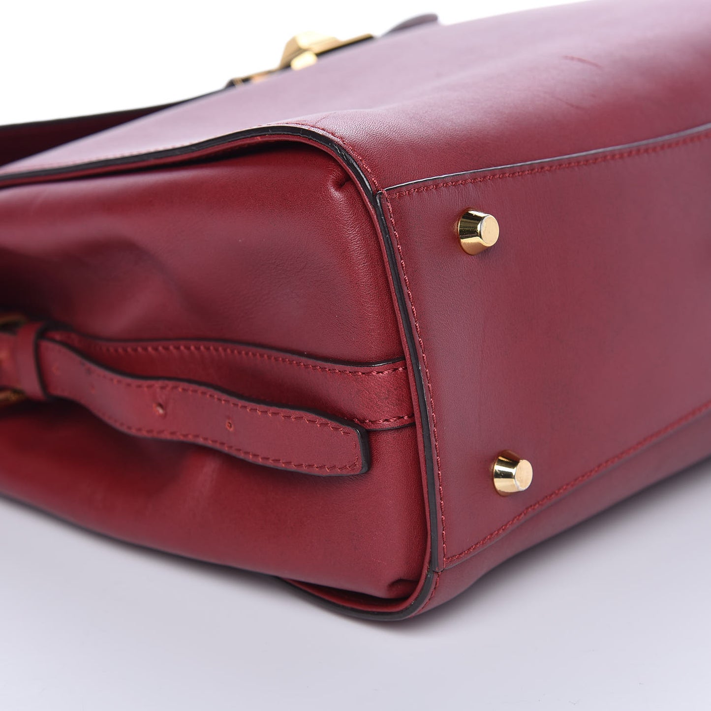 Calfskin Top Handle Satchel Red