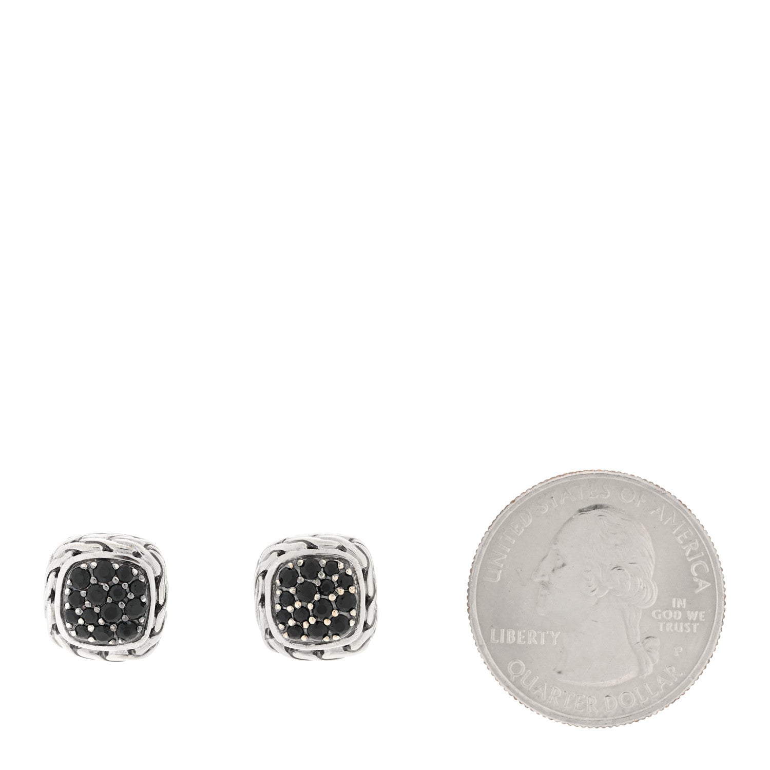 John Hardy Sterling Silver Black Sapphire Classic Chain Square Earrings 2 of 4