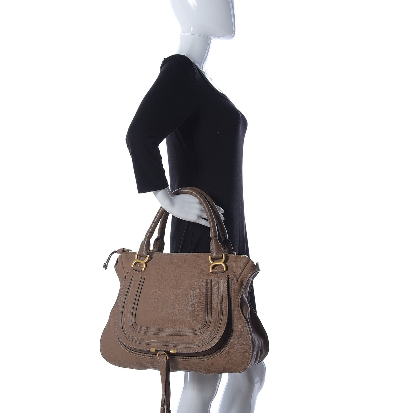 Calfskin Large Marcie Satchel Nut