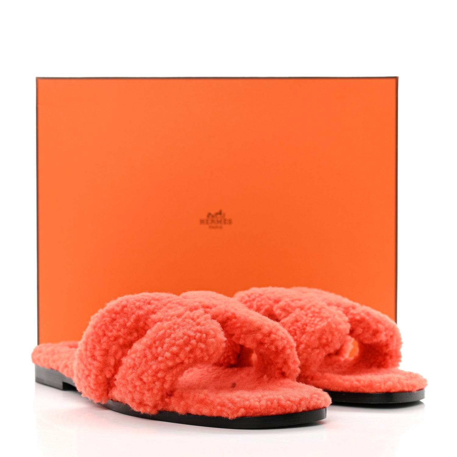Hermes Woolskin Oran Sandals 41 Orange 8 of 8
