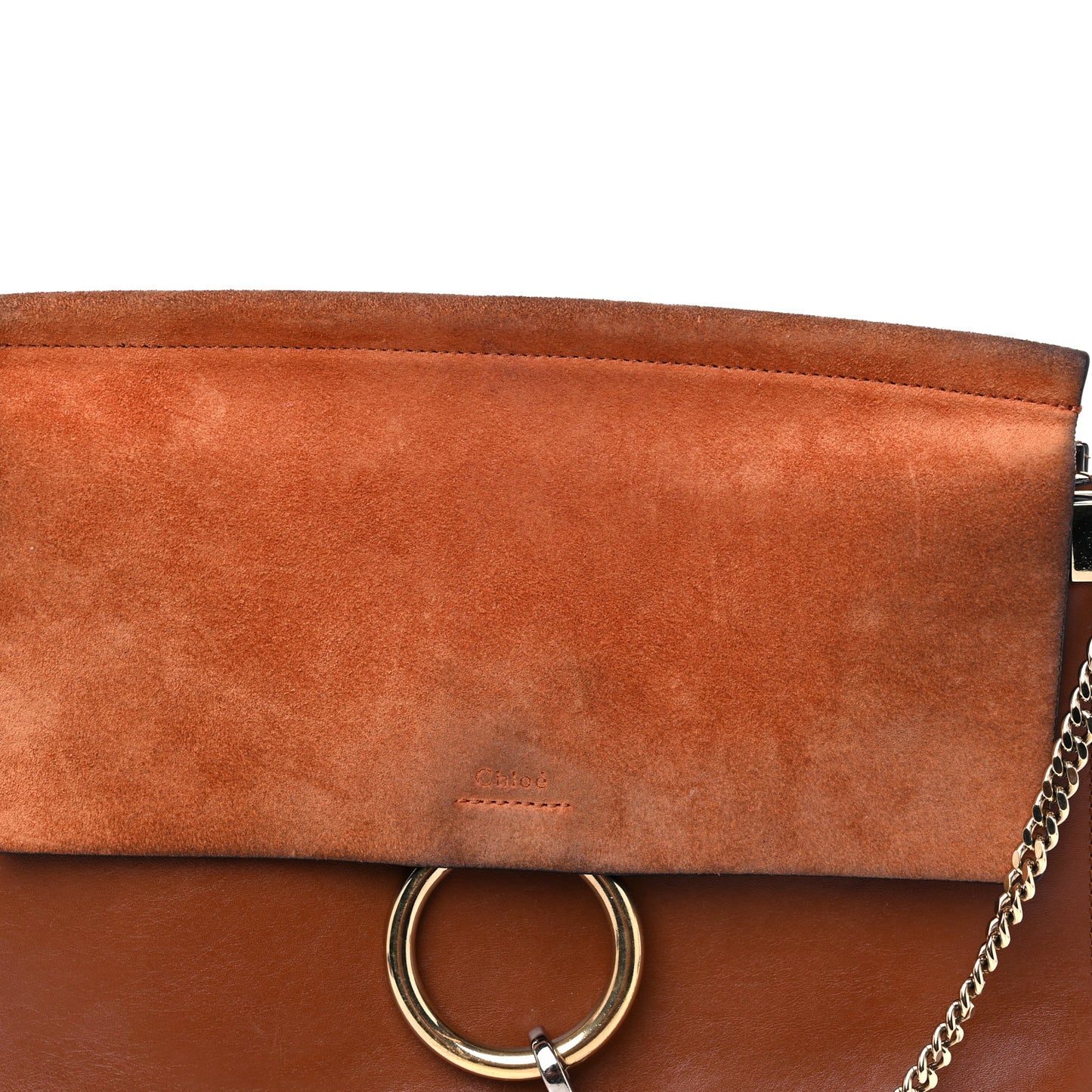 Suede Calfskin Medium Faye Shoulder Bag Tobacco