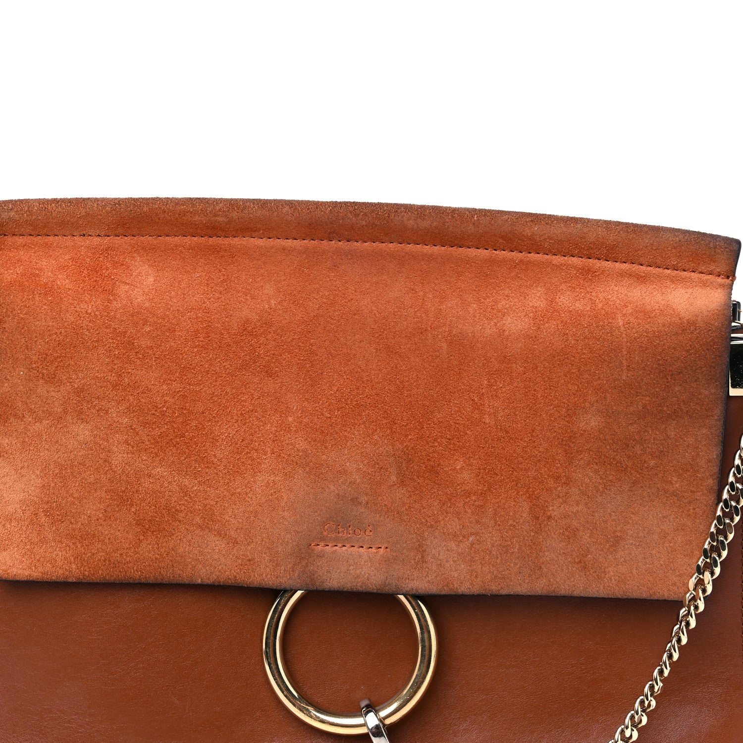 Chloe Suede Calfskin Medium Faye Shoulder Bag Tobacco 12 of 18