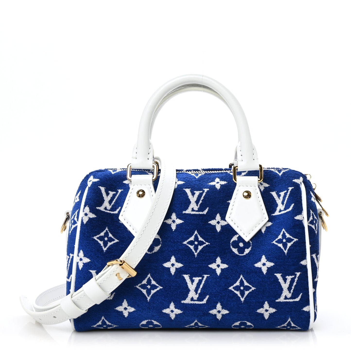 Jacquard Velvet Monogram LV Match Speedy Bandouliere 20 Blue