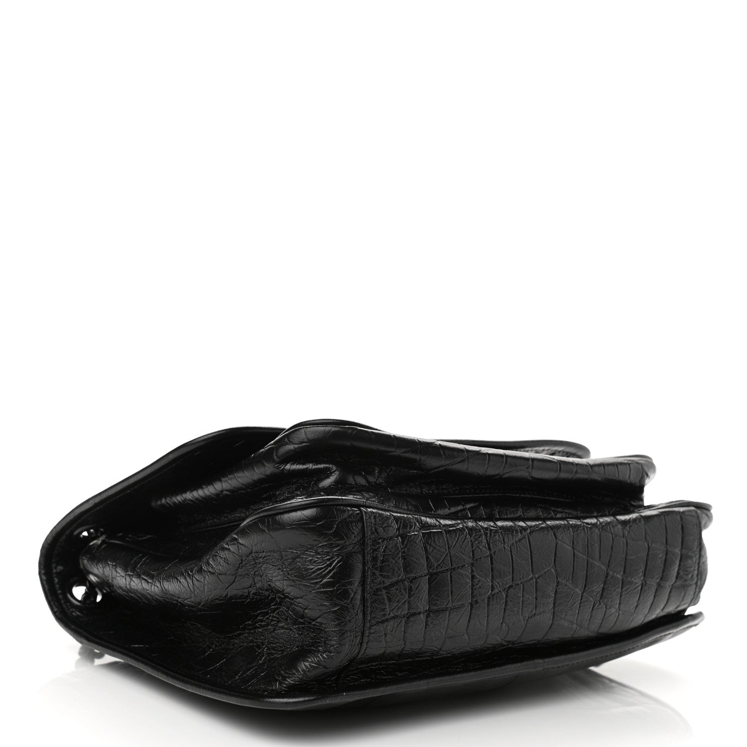 Saint Laurent Crocodile Embossed Lambskin Monogram Medium Niki Chain Satchel Black 4 of 12