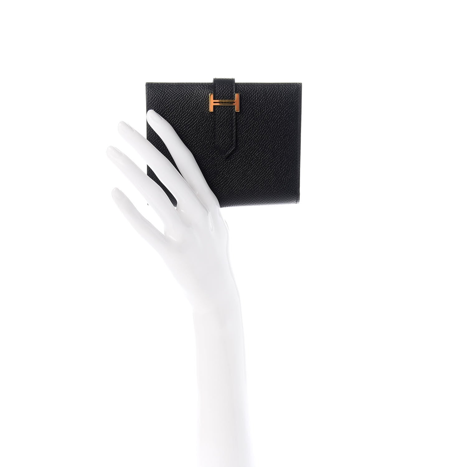Hermes Epsom Bearn Compact Wallet Black 2 of 7