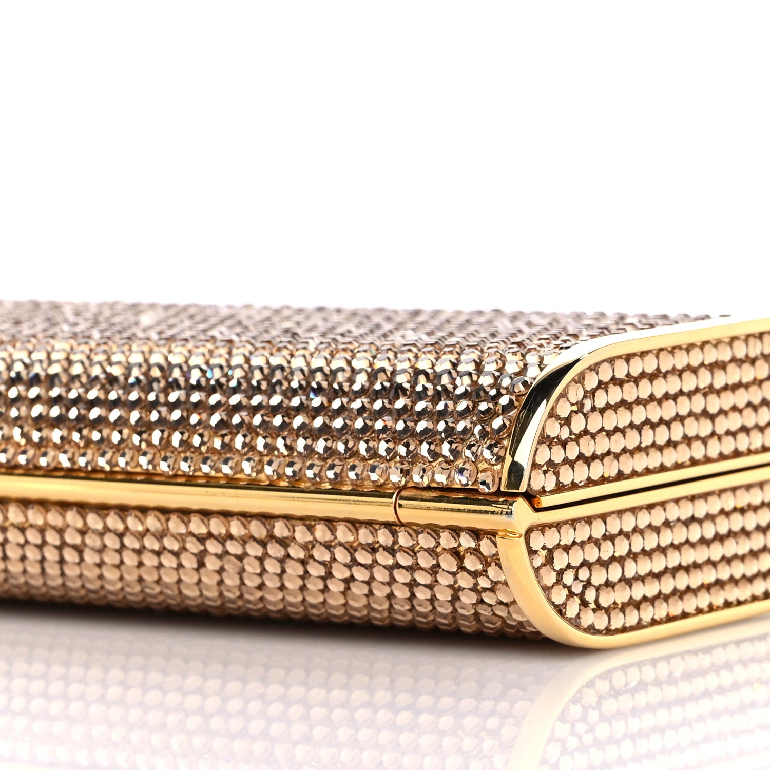 Judith Leiber Swarovski Crystal Minaudiere Clutch Gold 8 of 9