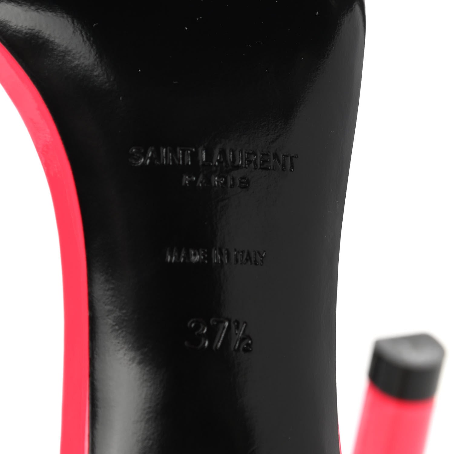 Saint Laurent Patent Calfskin Amber 105 Ankle Strap Sandals 37.5 Fuchsia Fluo 10 of 18