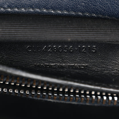 Saint Laurent Sheepskin Matelasse Chevron Monogram Medium College Bag Deep Marine 7 of 13