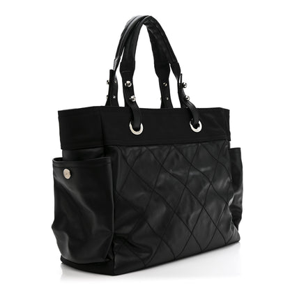 Chanel Coated Canvas Quilted Large Paris Biarritz Tote Black 4 of 17