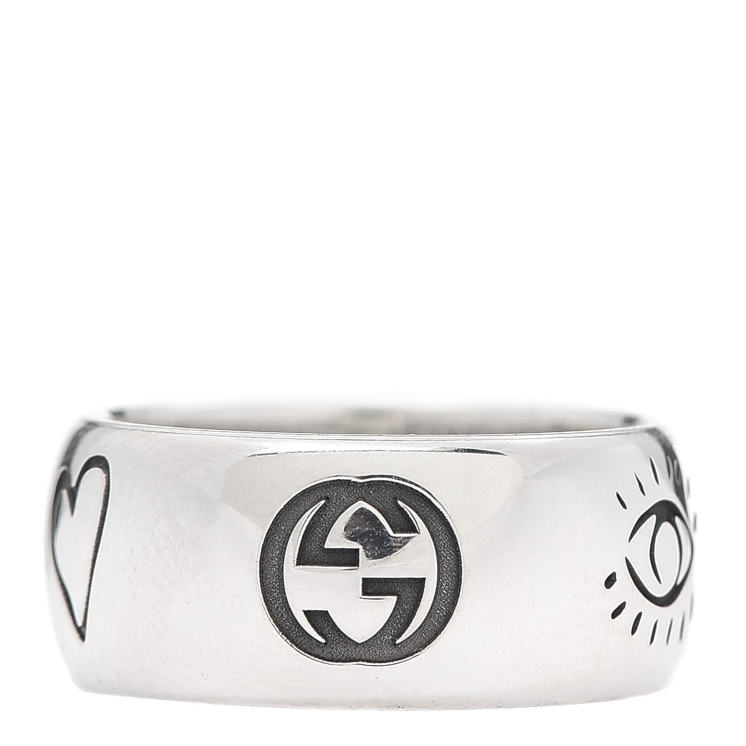 Gucci Sterling Silver Blind for Love Band Ring 56 7.5 3 of 7