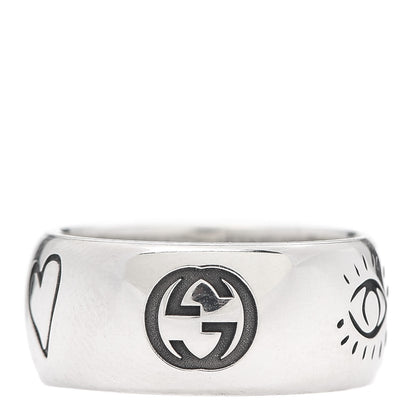 Gucci Sterling Silver Blind for Love Band Ring 56 7.5 3 of 7